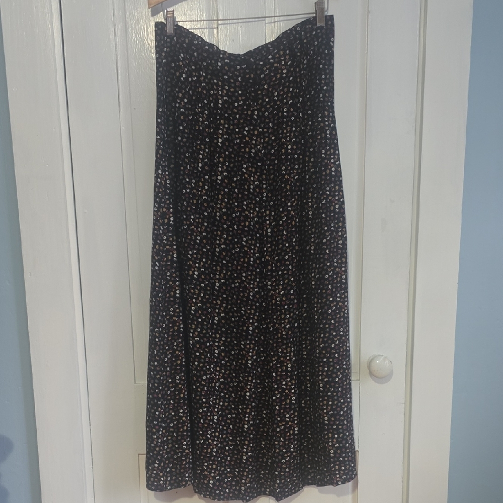 PUTUMAYO Black Small Floral Maxi Skirt NWT